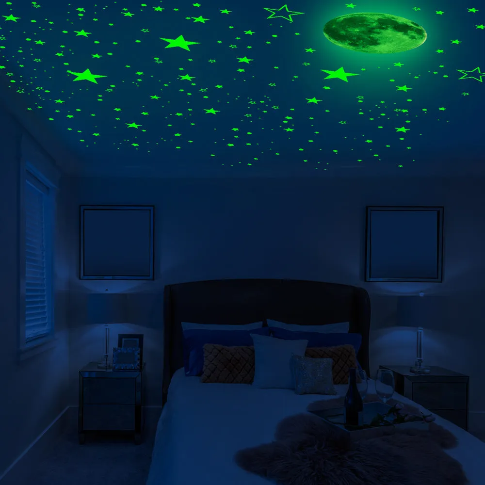 1049pcs Luminous Stickers Glowing Moon Stars Dots Fluorescent Stickers Wall Stickers Room Decoration