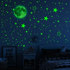 1049pcs Luminous Stickers Glowing Moon Stars Dots Fluorescent Stickers Wall Stickers Room Decoration