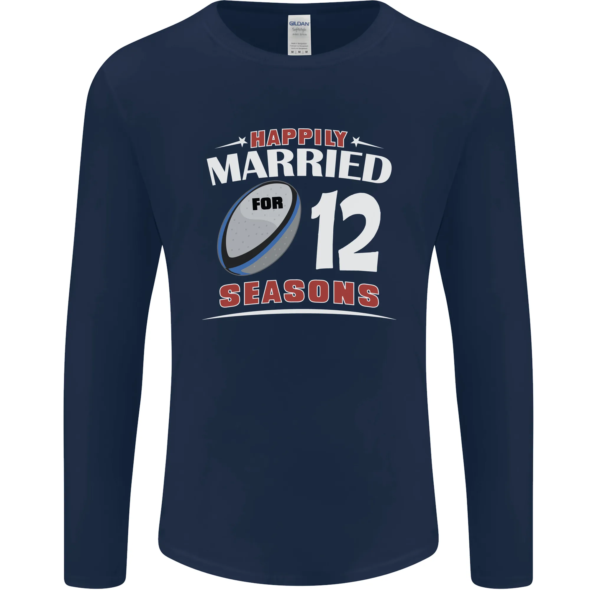 12 Year Wedding Anniversary 12th Rugby Mens Long Sleeve T-Shirt