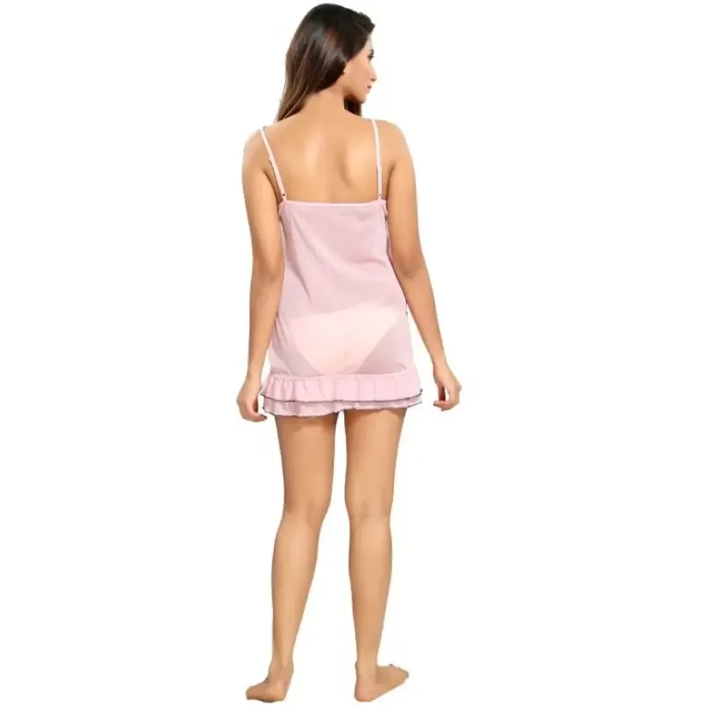 2 Piece Ultra Modern Babydoll Net Fabric Nighty for Honeymoon