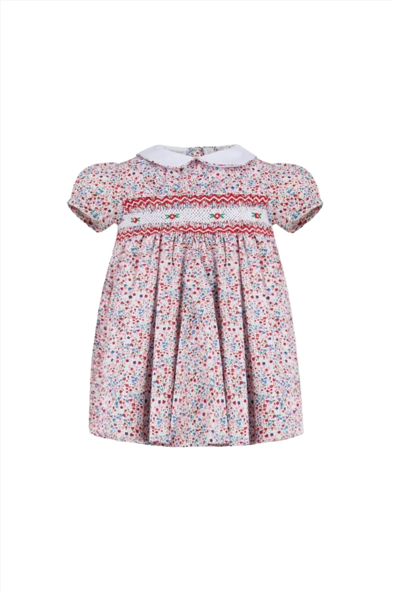 20009-Baby Girl Rose Floral Knit Short Sleeve Baby Girl Dress