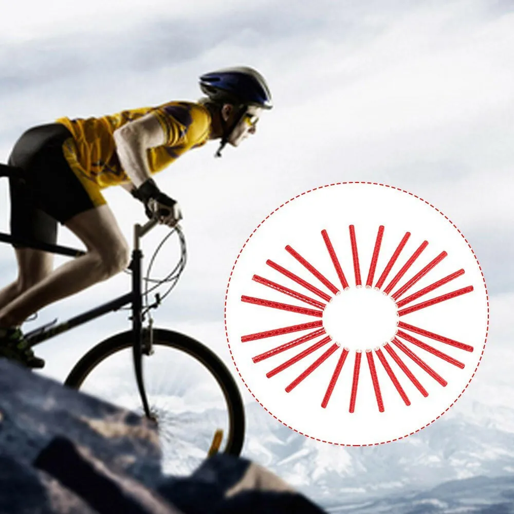 24PCS Bicycle Bike Wheel Spokes Reflective Sticks Tube Safe Cycling Spoke Reflector Safety Clip Wheel Reflective Tube Bicycle Decoration Light 75mm
