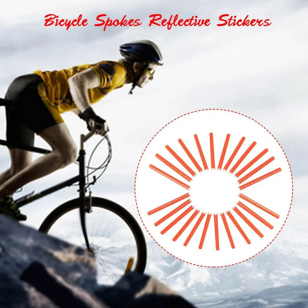 24PCS Bicycle Bike Wheel Spokes Reflective Sticks Tube Safe Cycling Spoke Reflector Safety Clip Wheel Reflective Tube Bicycle Decoration Light 75mm