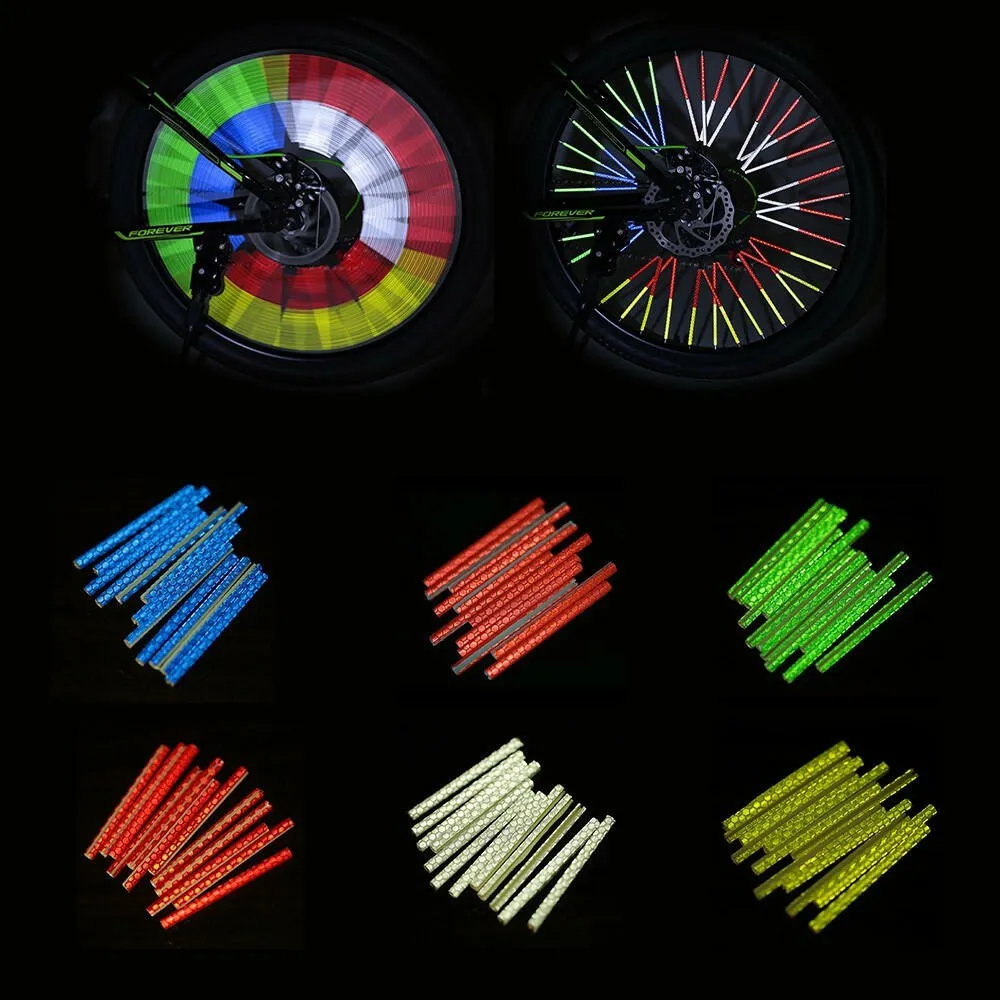 24PCS Bicycle Bike Wheel Spokes Reflective Sticks Tube Safe Cycling Spoke Reflector Safety Clip Wheel Reflective Tube Bicycle Decoration Light 75mm