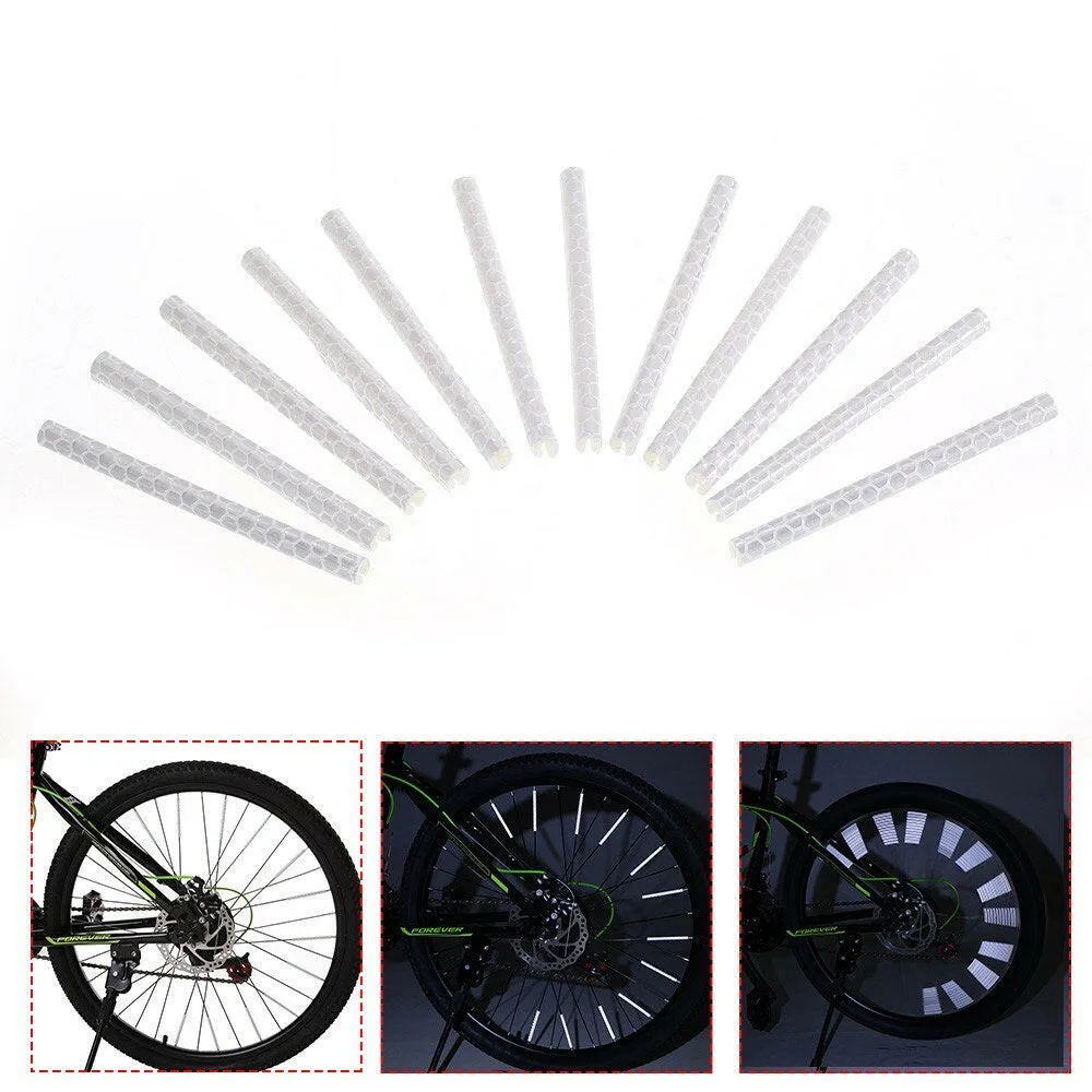 24PCS Bicycle Bike Wheel Spokes Reflective Sticks Tube Safe Cycling Spoke Reflector Safety Clip Wheel Reflective Tube Bicycle Decoration Light 75mm