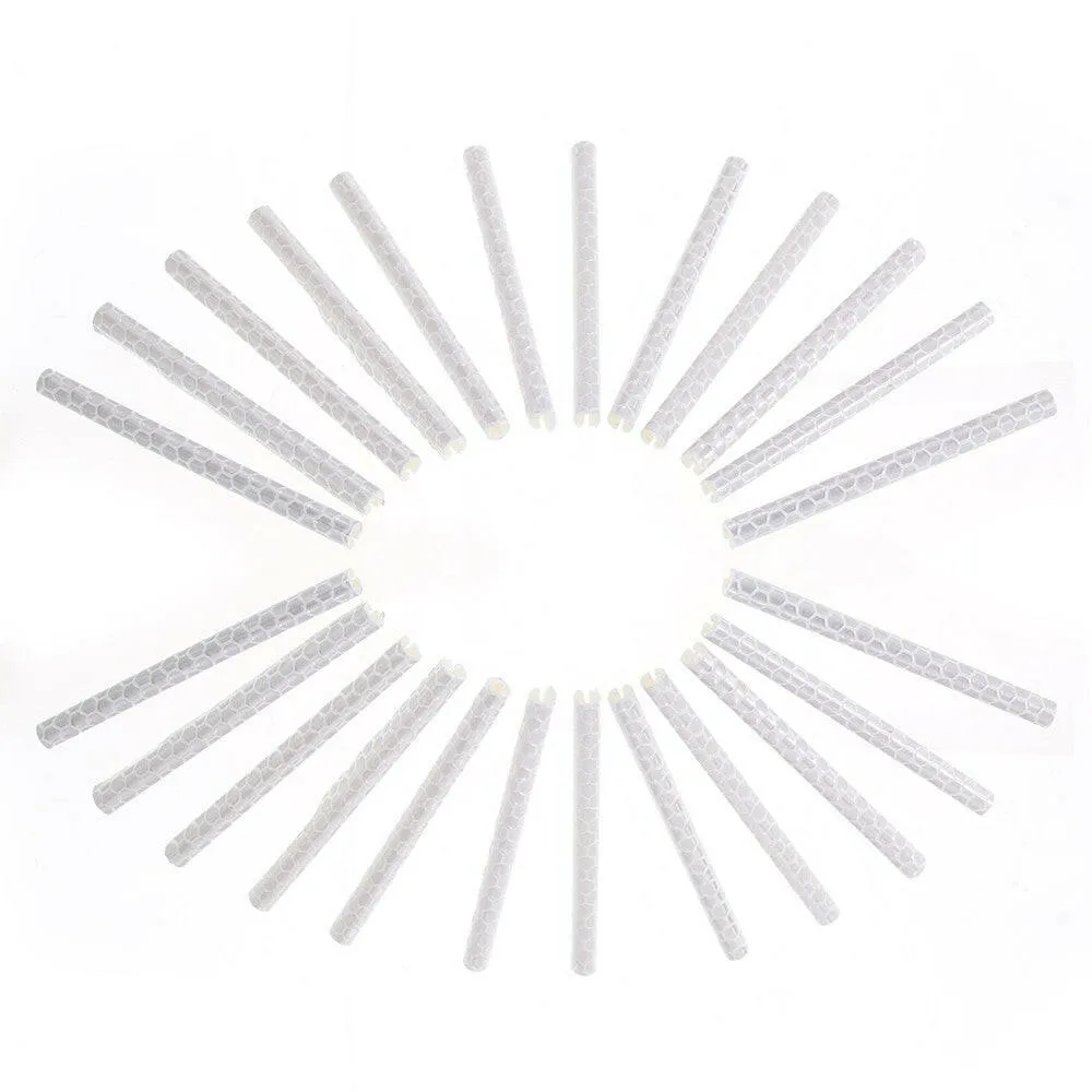 24PCS Bicycle Bike Wheel Spokes Reflective Sticks Tube Safe Cycling Spoke Reflector Safety Clip Wheel Reflective Tube Bicycle Decoration Light 75mm
