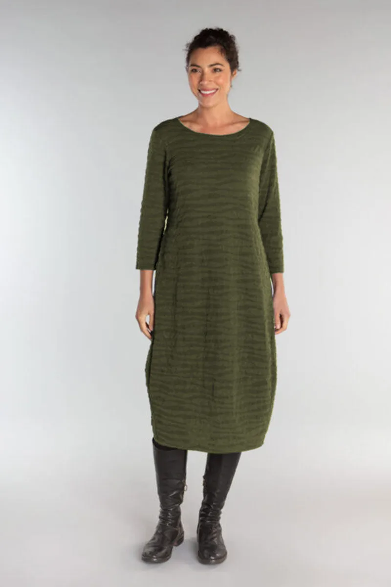 3/4 Sleeve Textured Dress Jungle