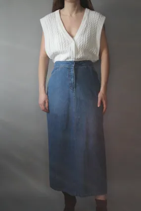 90s White Cable Knit Vest - XL