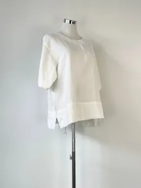 Andrea & Joen French Linen White 'Raven' Crew Neck T-Shirt - S