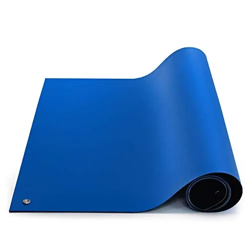 Bertech - 2059S-3x8BKT ESD Soldering Mat Kit, 3 Feet Wide x 8 Feet Long x 0.06 Inches Thick, Blue, Includes a Wrist Strap and Grounding Cord, RoHS and REACH Compliant (Assembled in USA)