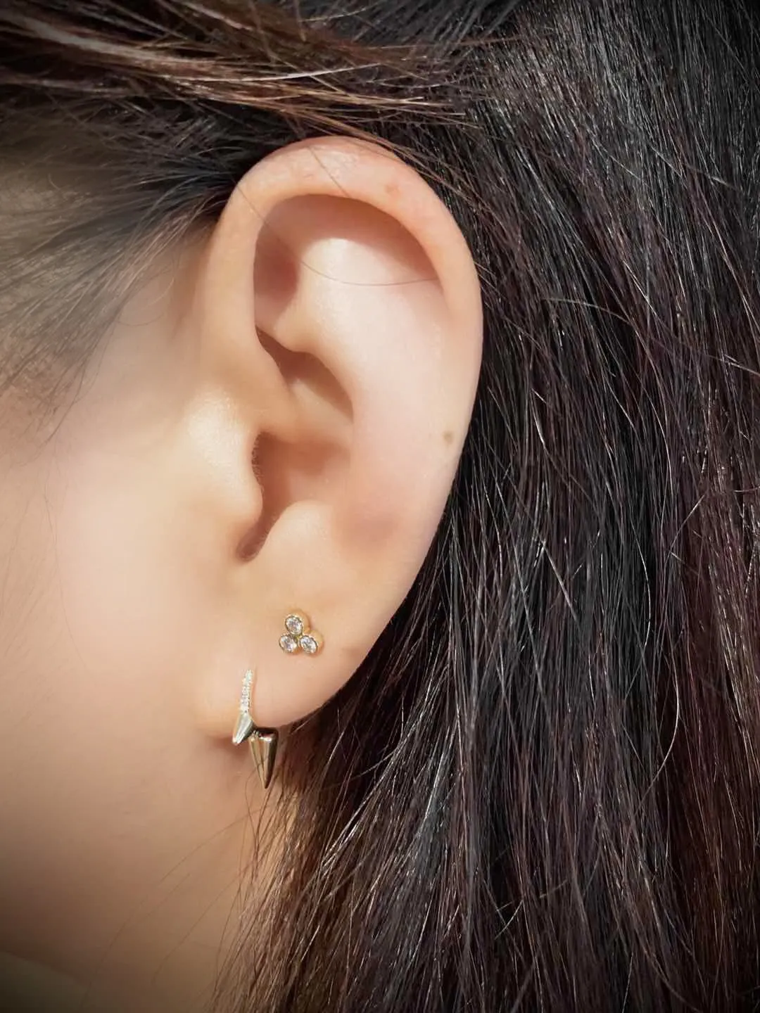 Bezel Trio Stud Earrings