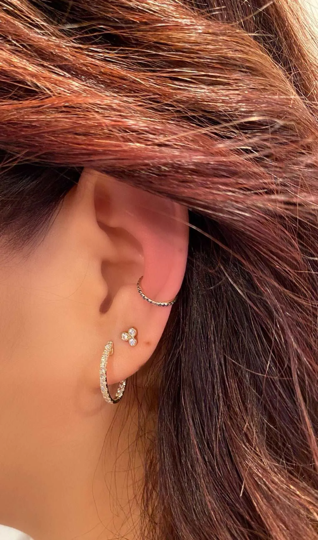 Bezel Trio Stud Earrings