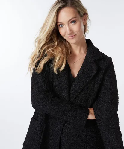 Black Boucle Long Blazer