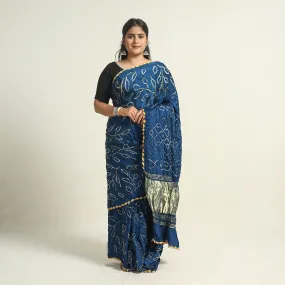 Blue - Kutch Tie-Dye Modal Silk Bandhani Saree with Zari Border 63