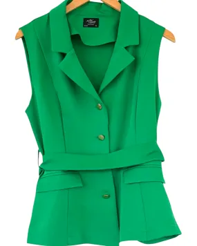 Bright Spring Paradise Belted Sleeveless Blazer