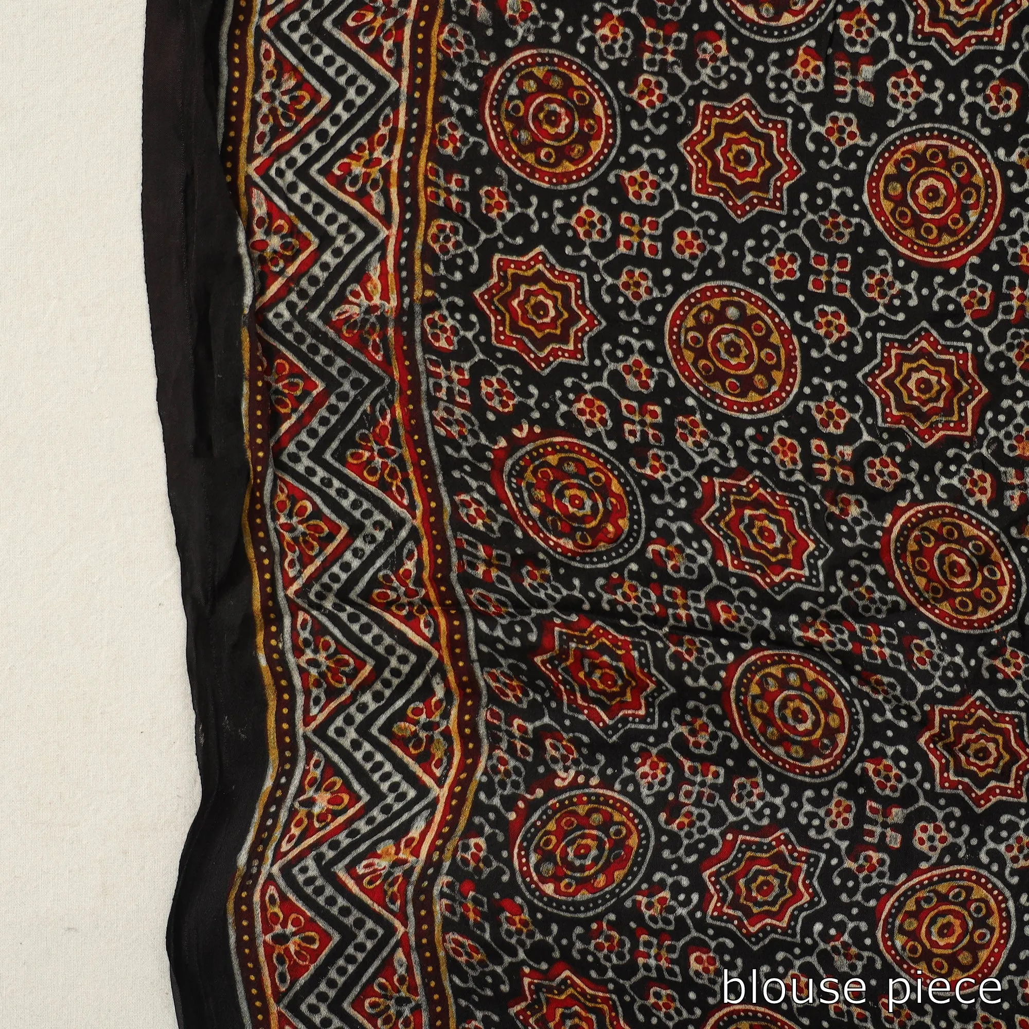 Brown - Modal Silk Block Printed Ajrakh Saree with Zari Border 68