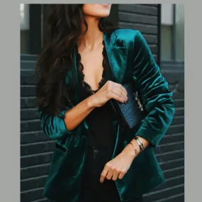 Button Up Lapel Collar Blazer