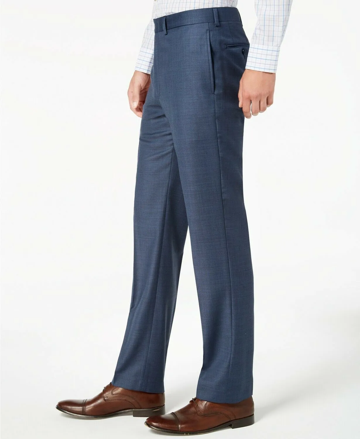 Calvin Klein Mens Slim fit Dress Pants 34 / 34 Blue Solid Stretch