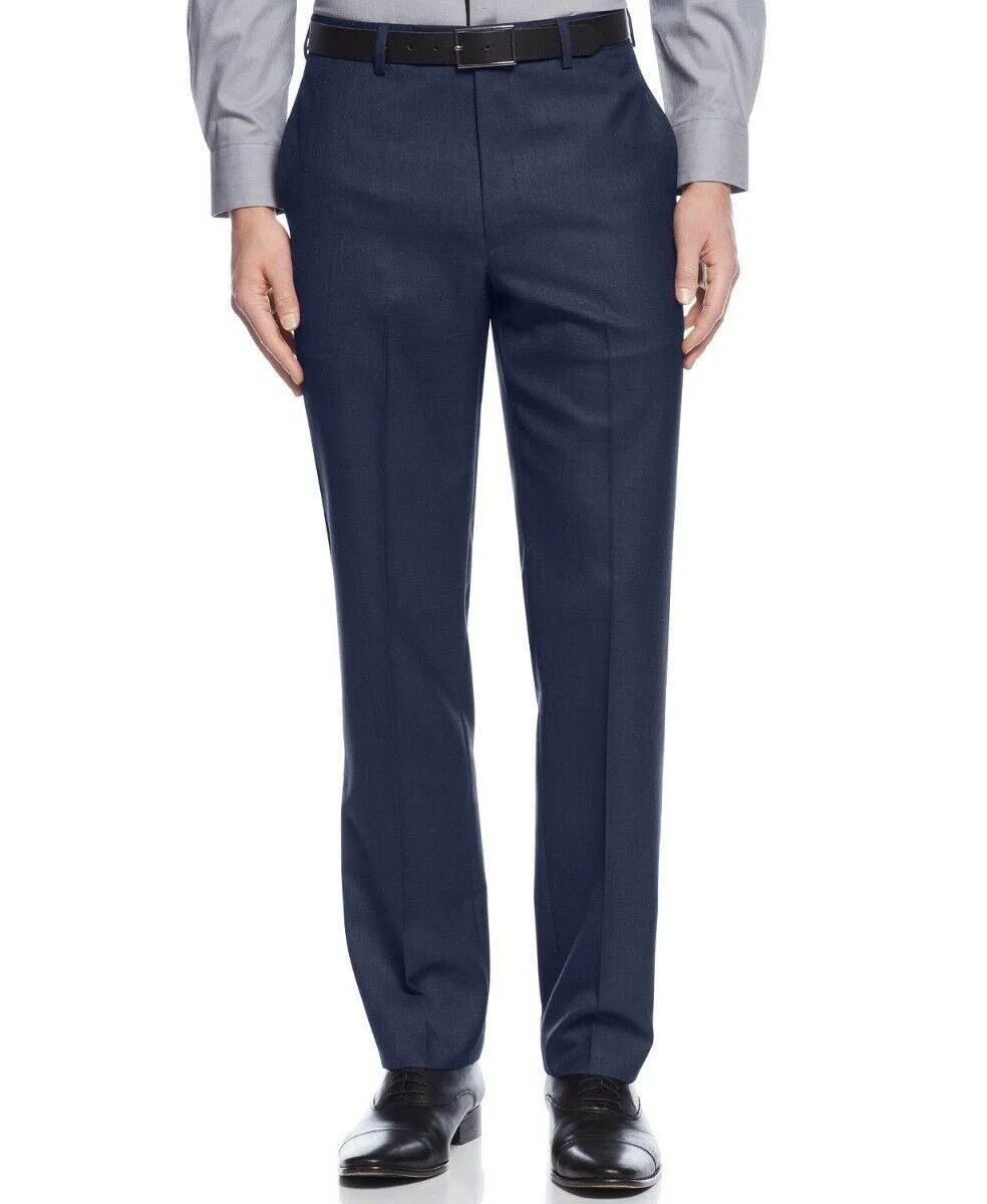 Calvin Klein Mens Slim fit Dress Pants 35 / 30 Navy Blue Solid