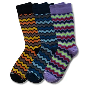 Chevron Stripe Dress Crews 3-Pack