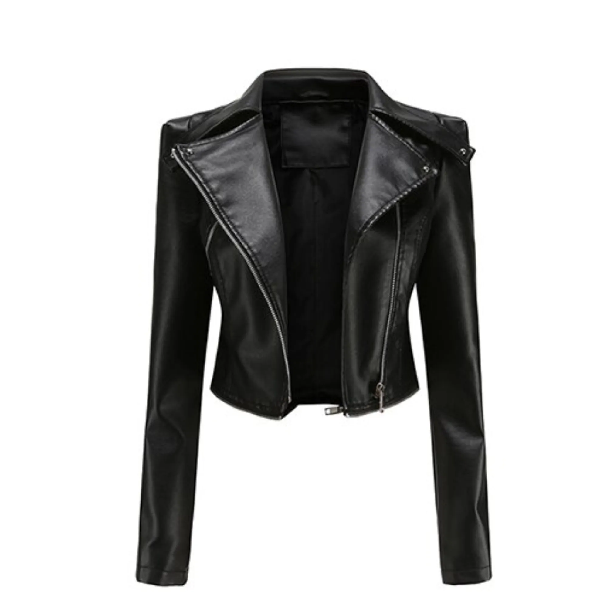 Cici - Black PU Leather Adjustable Length Jacket