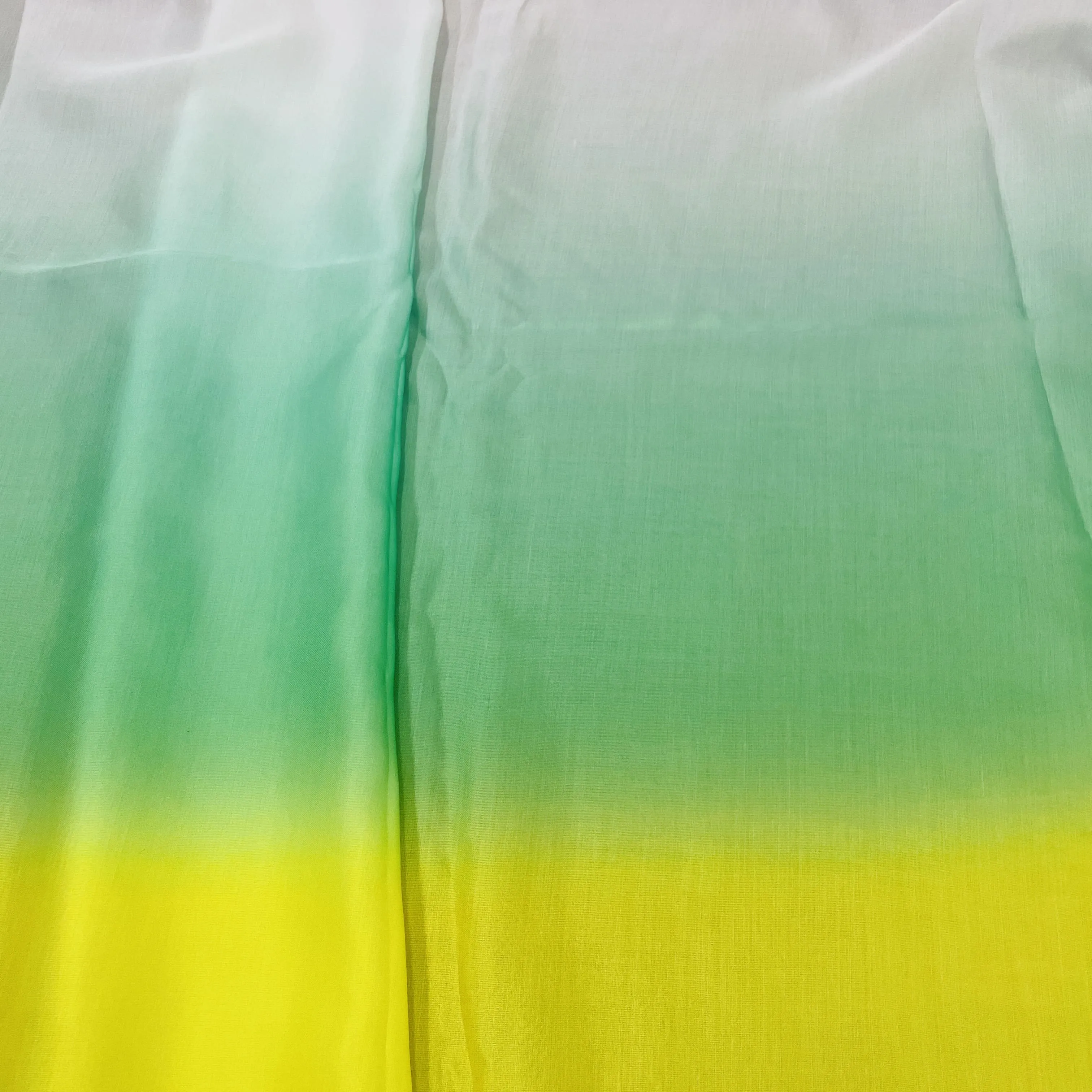 Classic Yellow Green Grey Ombre Print Modal Satin Fabric