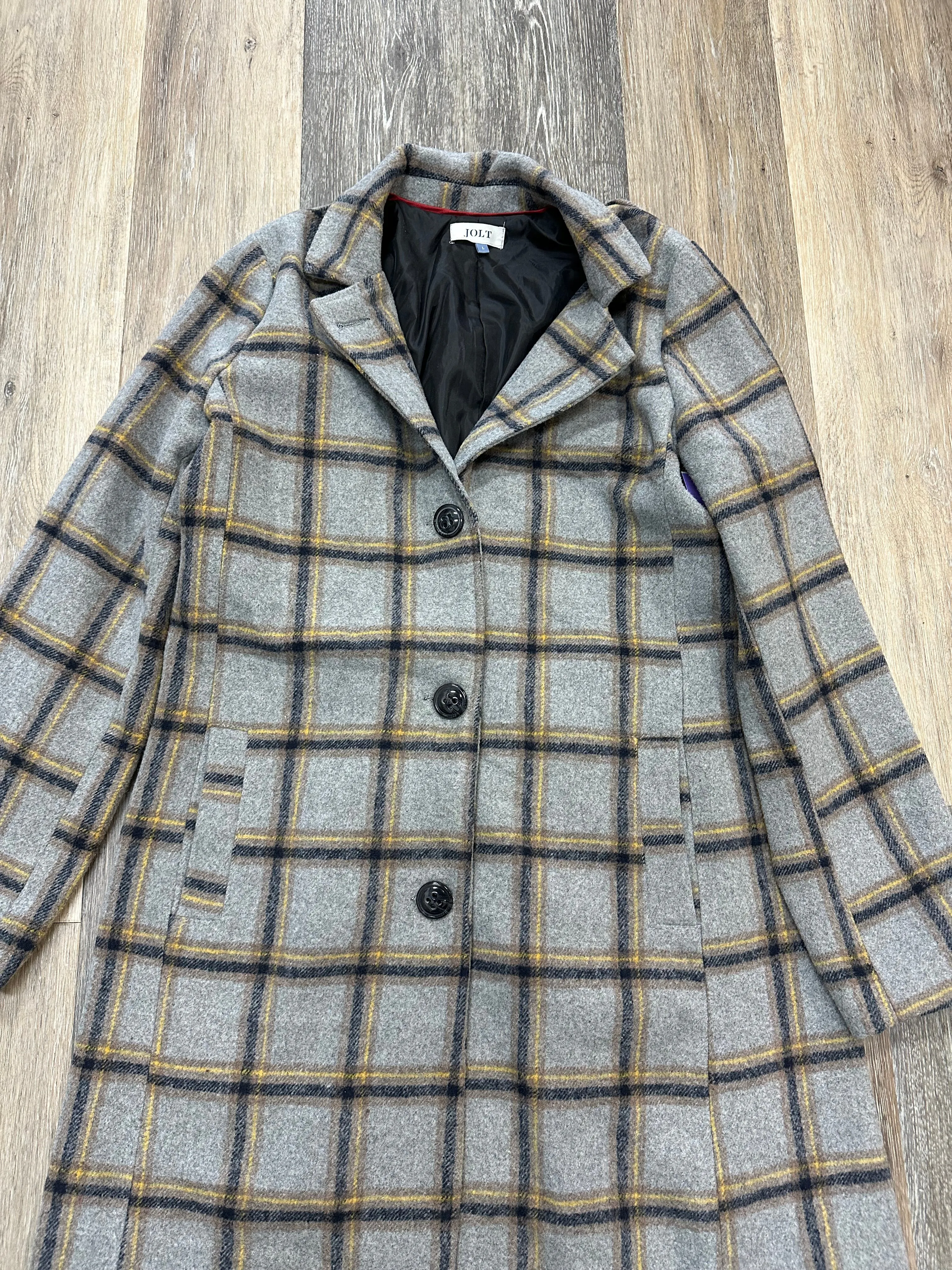 Coat Trench Coat By Jolt In Grey, Size: L