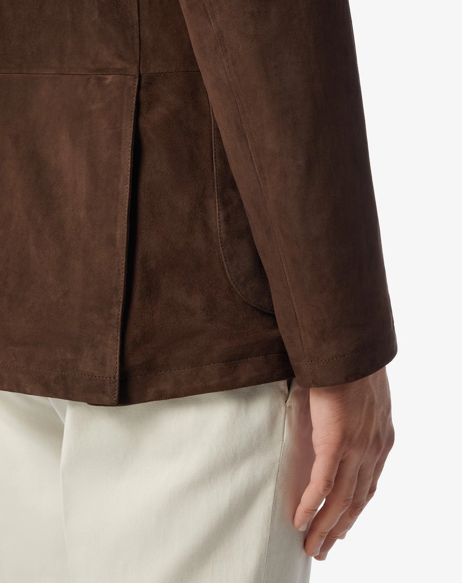 CORNELIANI Lamb Suede Single Breasted Blazer BROWN