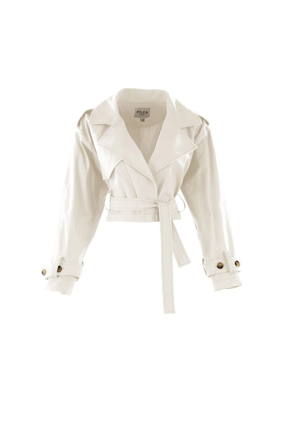 Cotton Ecru Short Trench Coat