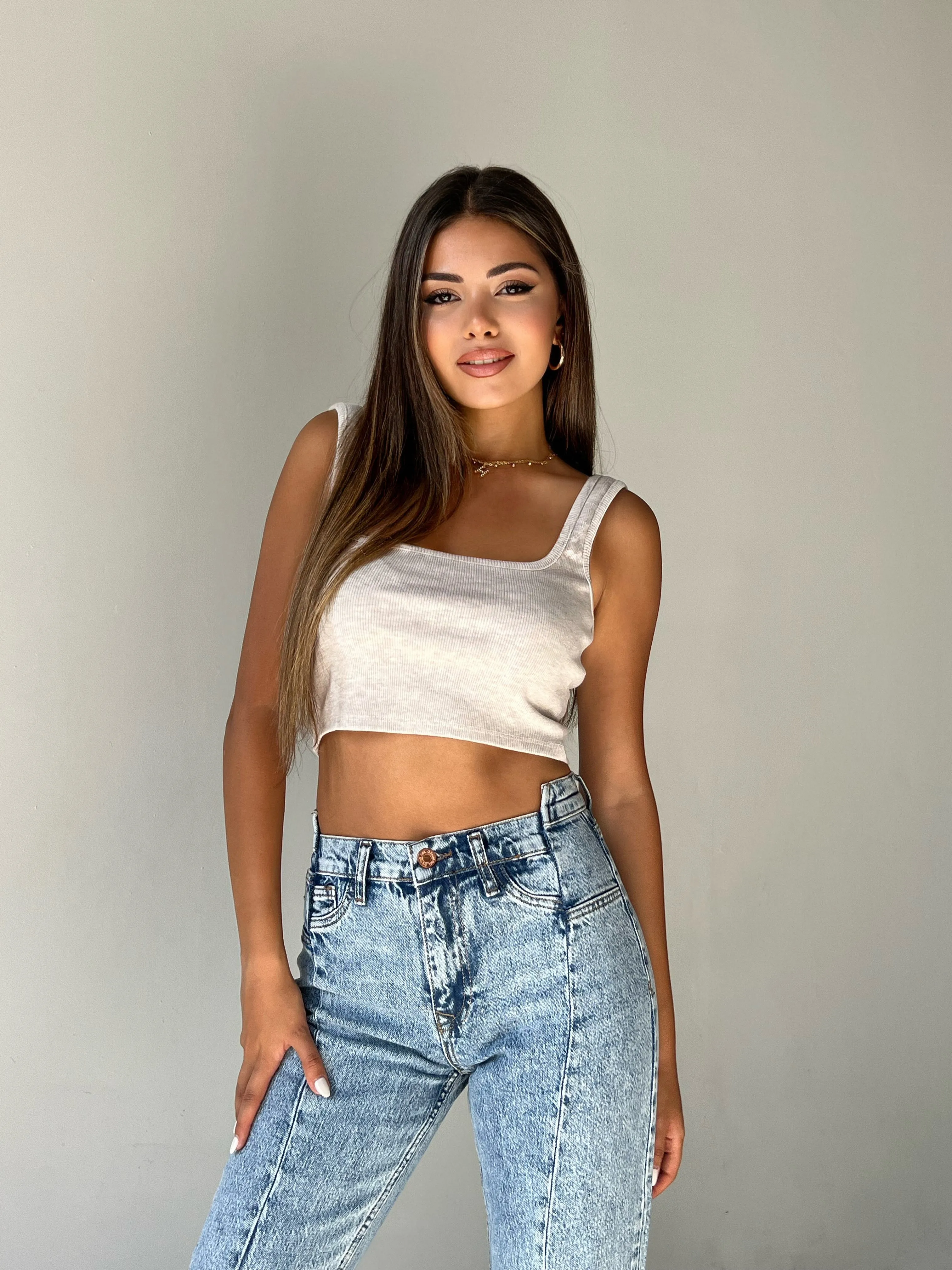 Cotton rib knit top