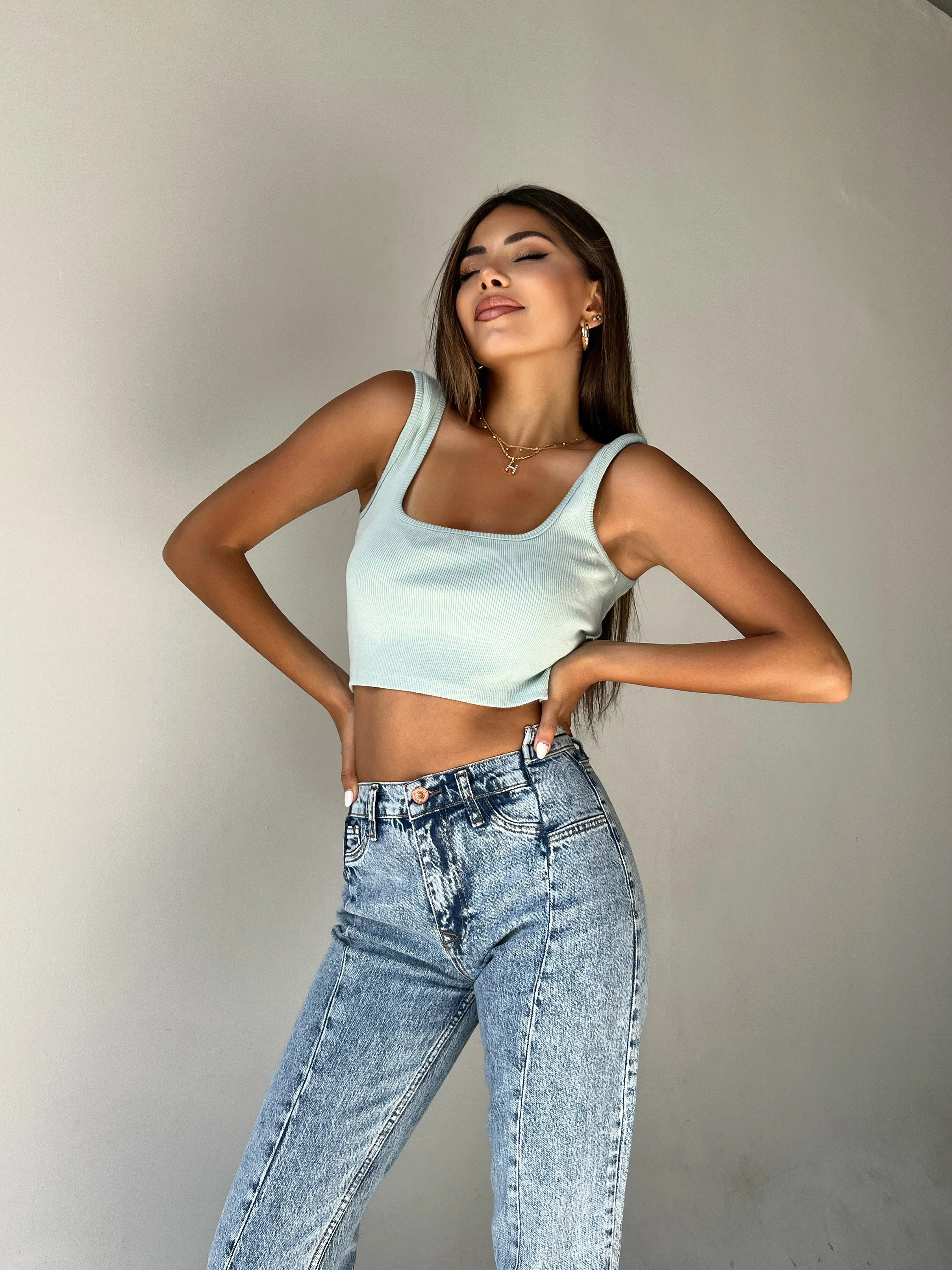 Cotton rib knit top