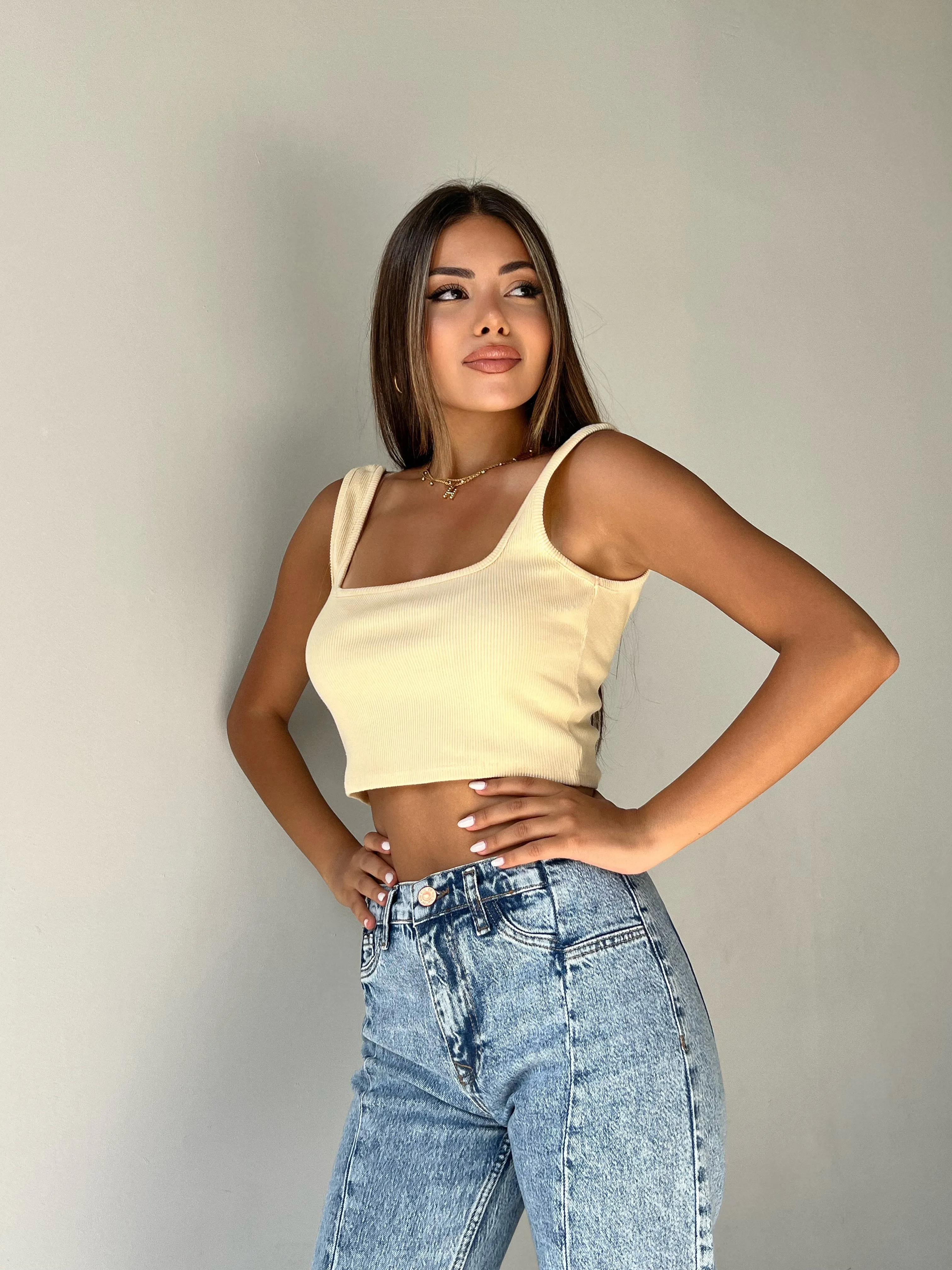 Cotton rib knit top
