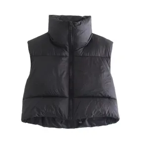 CROPPED BLACK BODYWARMER