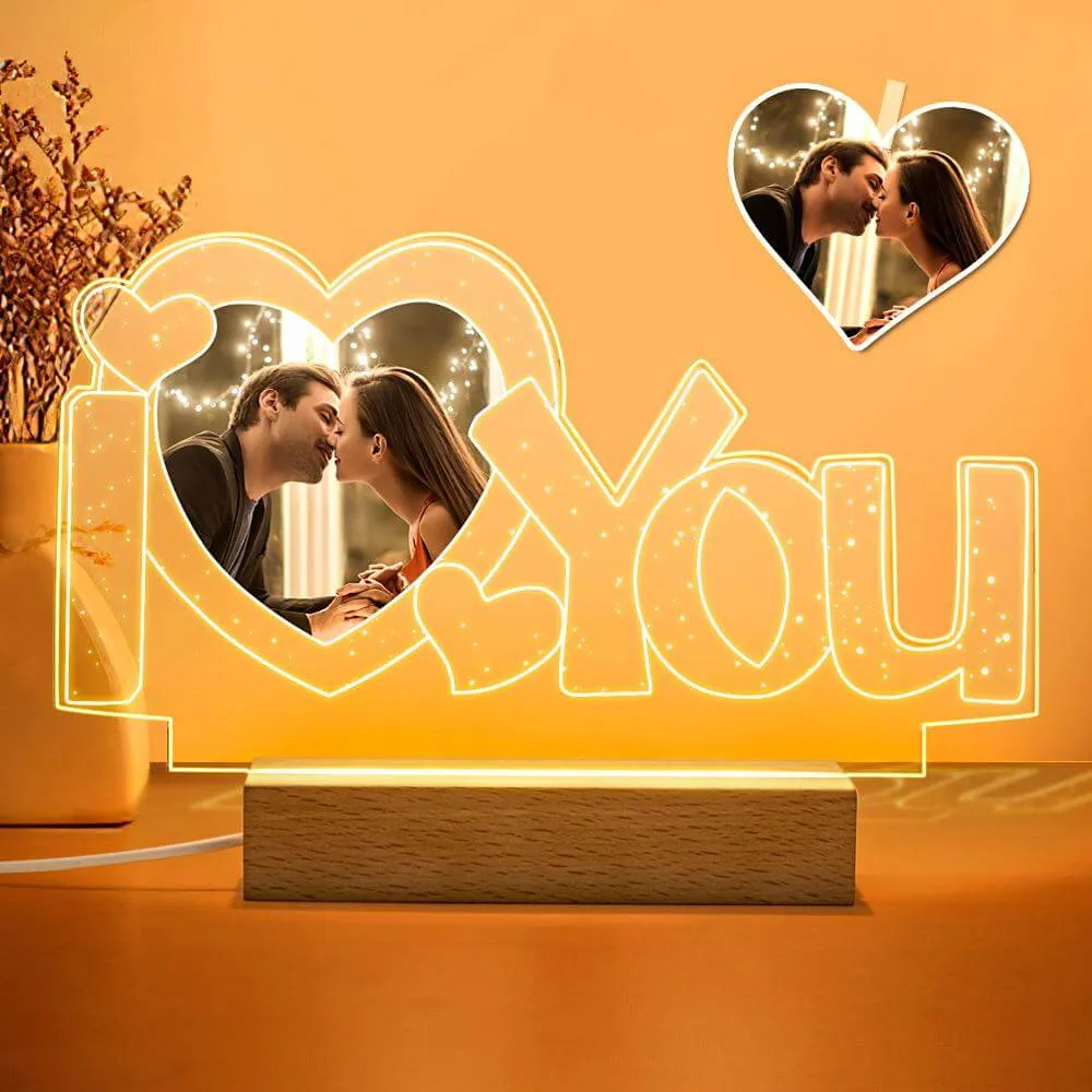 Custom Photo "I Love You" Acrylic Night Light