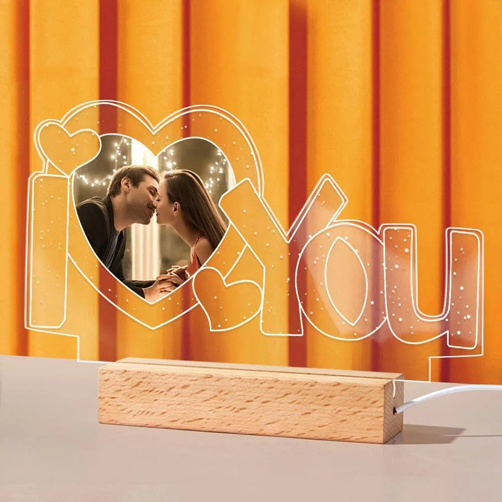 Custom Photo "I Love You" Acrylic Night Light
