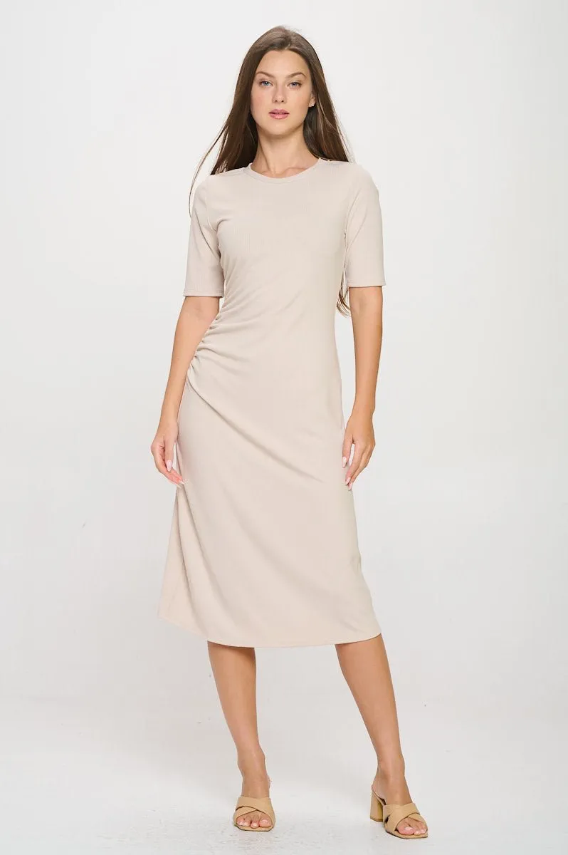 Darcy Side Ruched Midi Dress