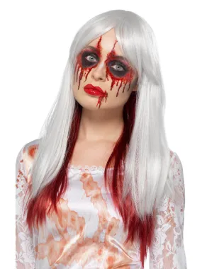 Deluxe Blood Drip Ombre Wig, White & Red