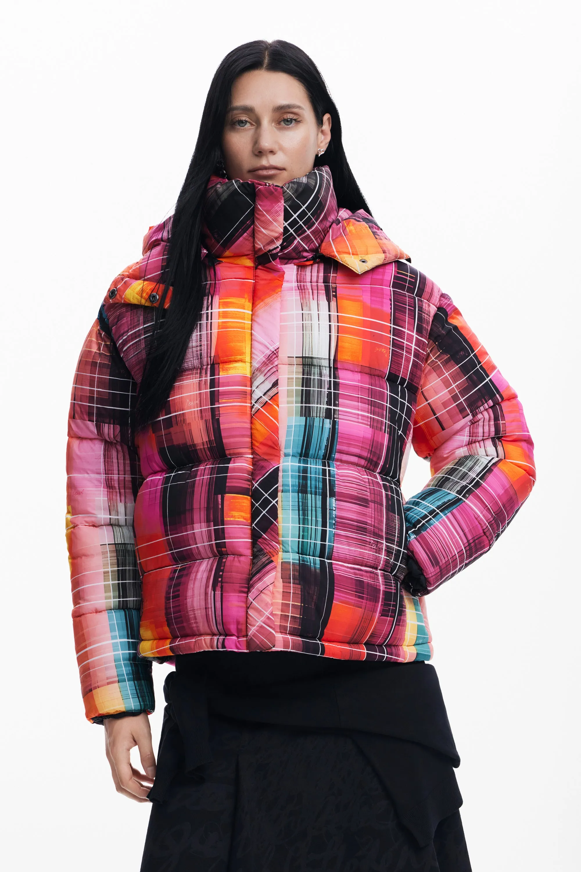 Desigual zipped Padded turtleneck coat