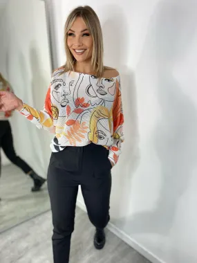 Eesha Top Orange Print