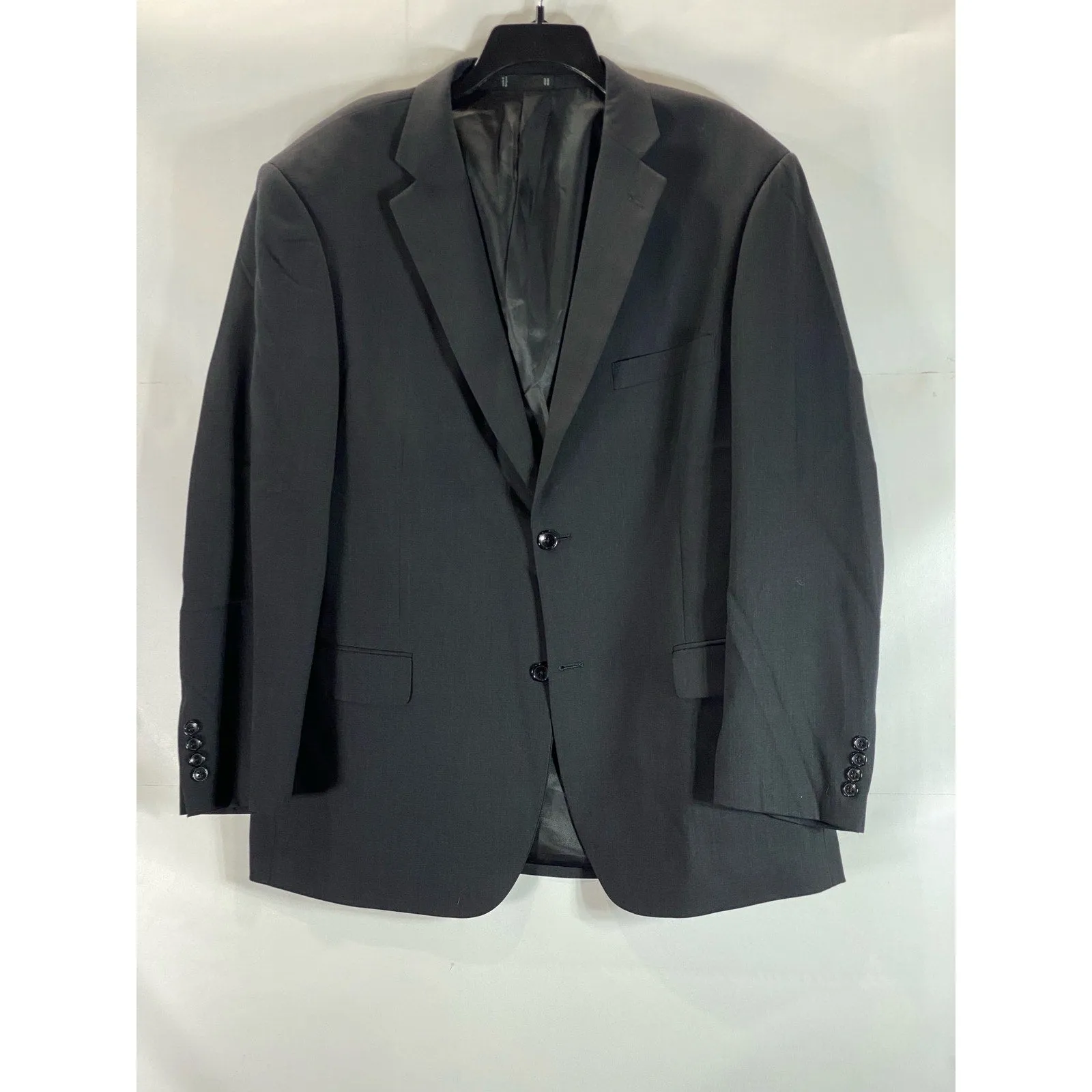 EMANUEL EMANUEL UNGARO Men's Black Solid Two-Button Wool Suit Jacket SZ 48R