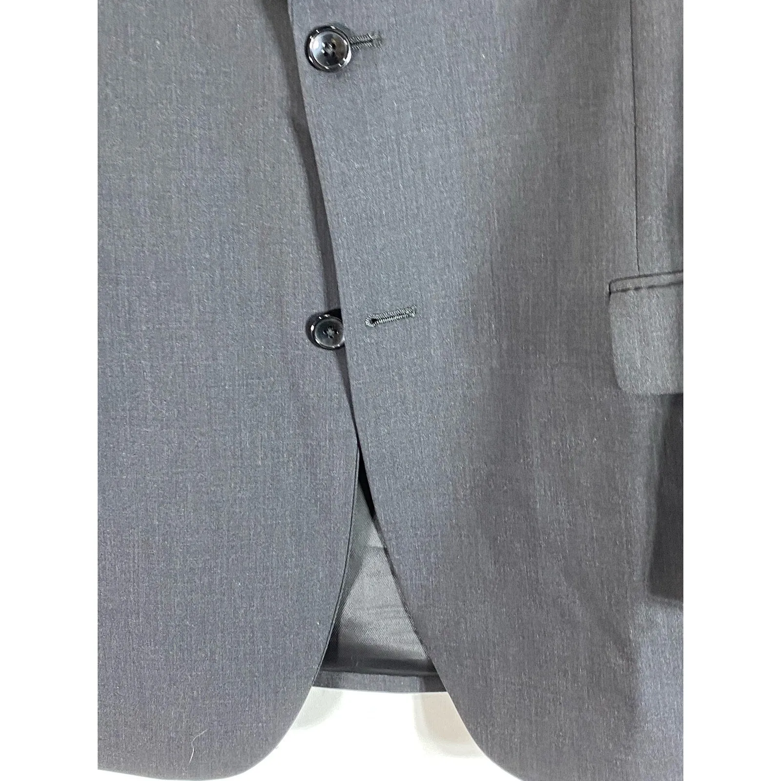 EMANUEL EMANUEL UNGARO Men's Black Solid Two-Button Wool Suit Jacket SZ 48R