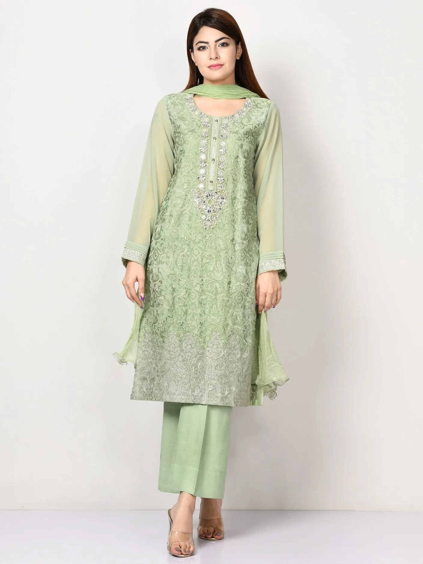 Embroidered Chiffon Suit
