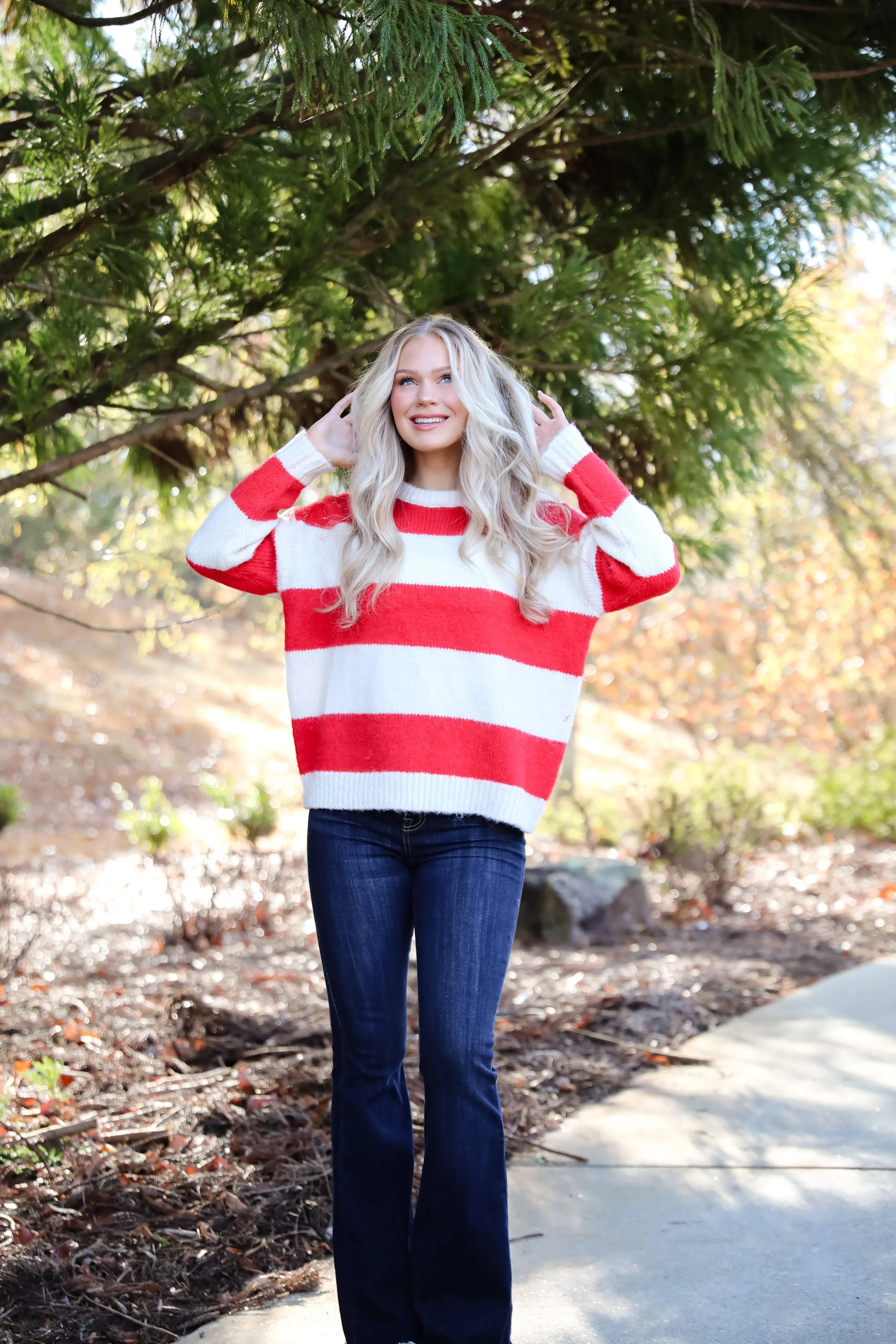 FINAL SALE - Modern Detail Red Striped Sweater