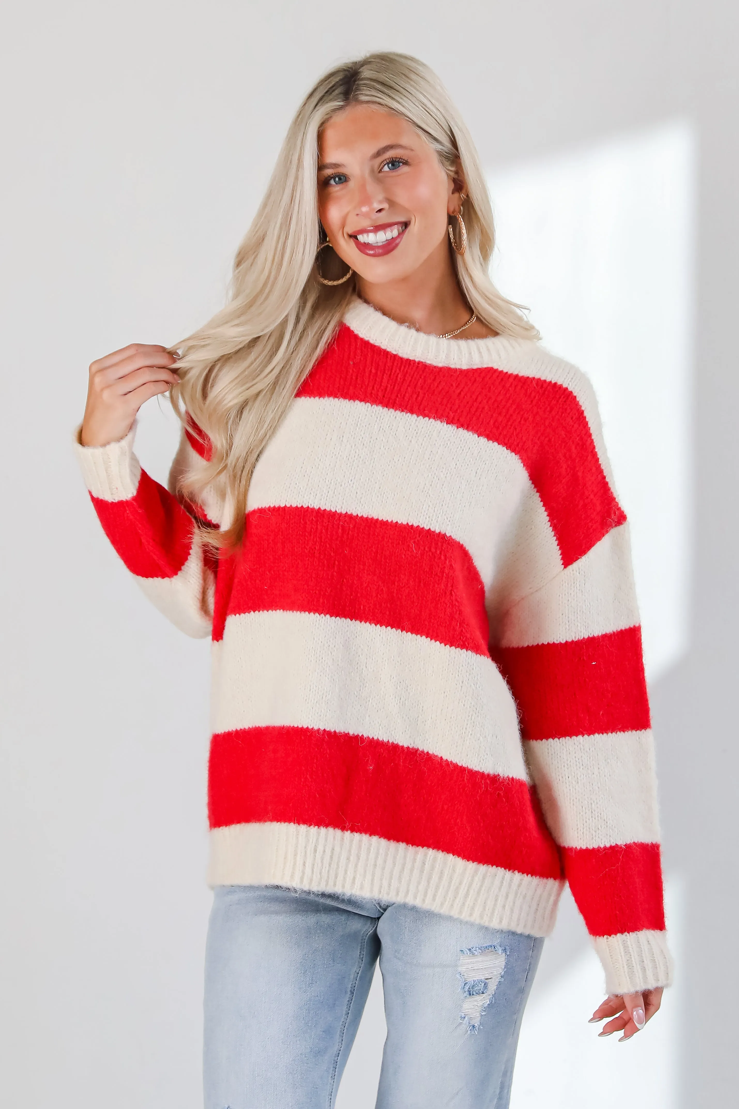 FINAL SALE - Modern Detail Red Striped Sweater