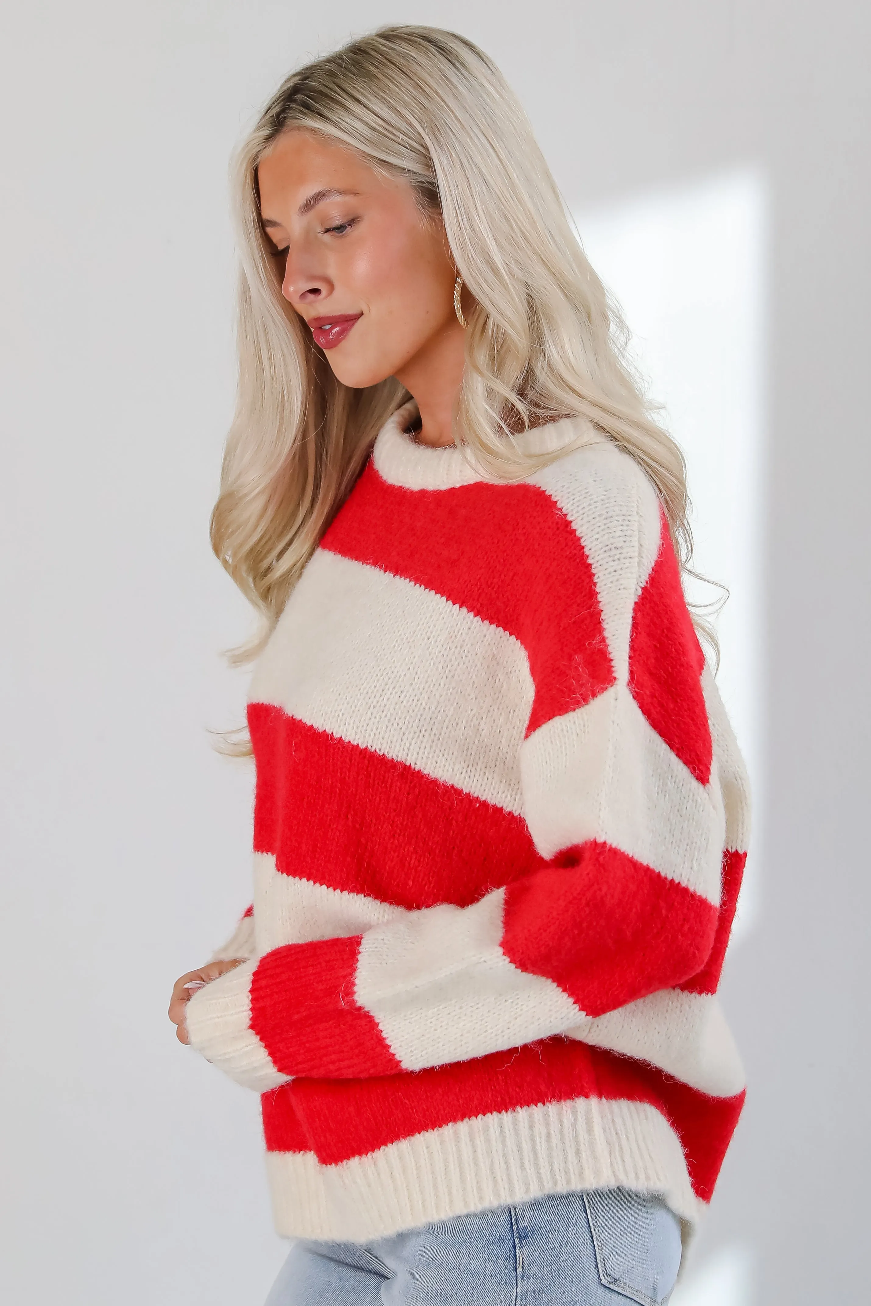 FINAL SALE - Modern Detail Red Striped Sweater