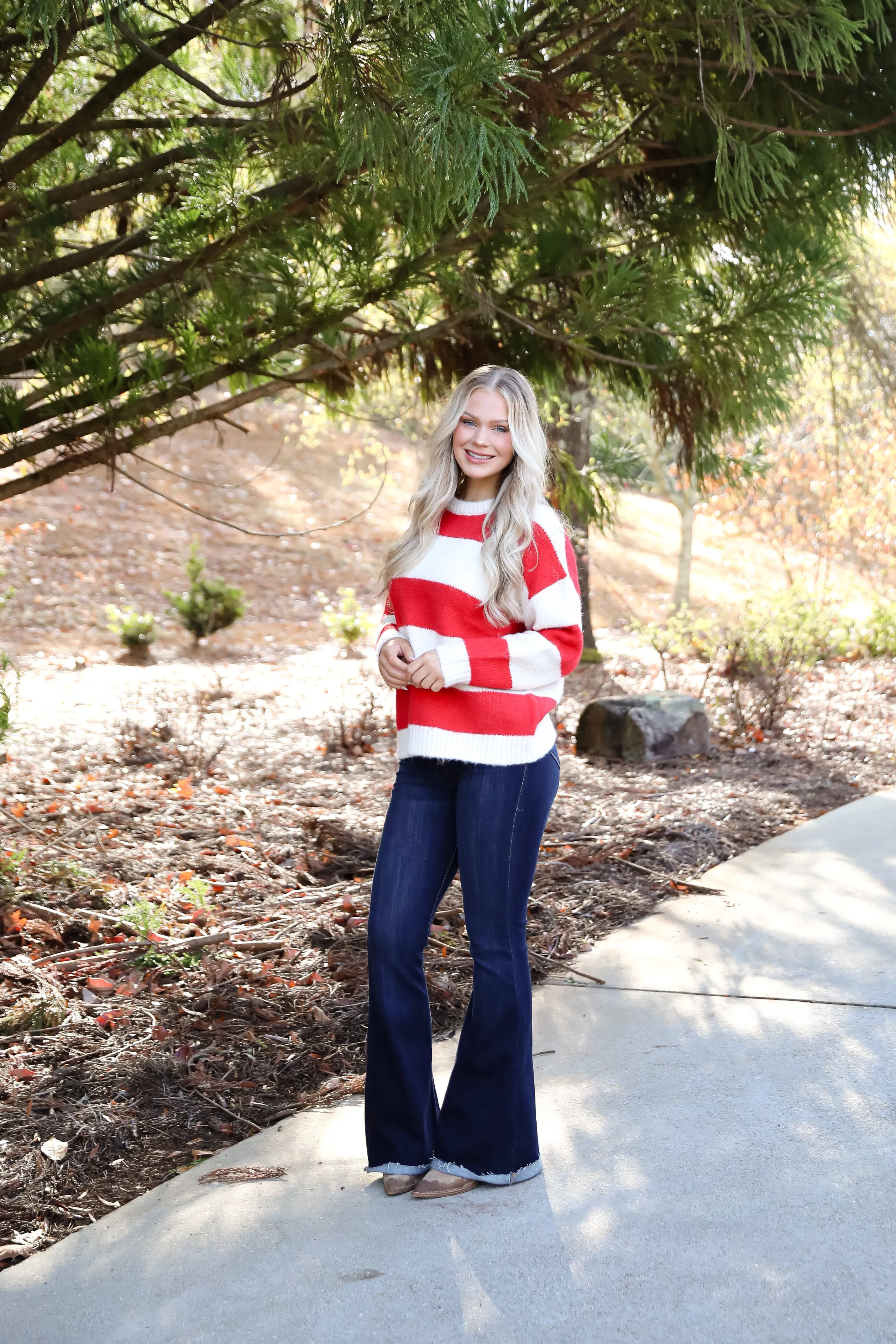FINAL SALE - Modern Detail Red Striped Sweater