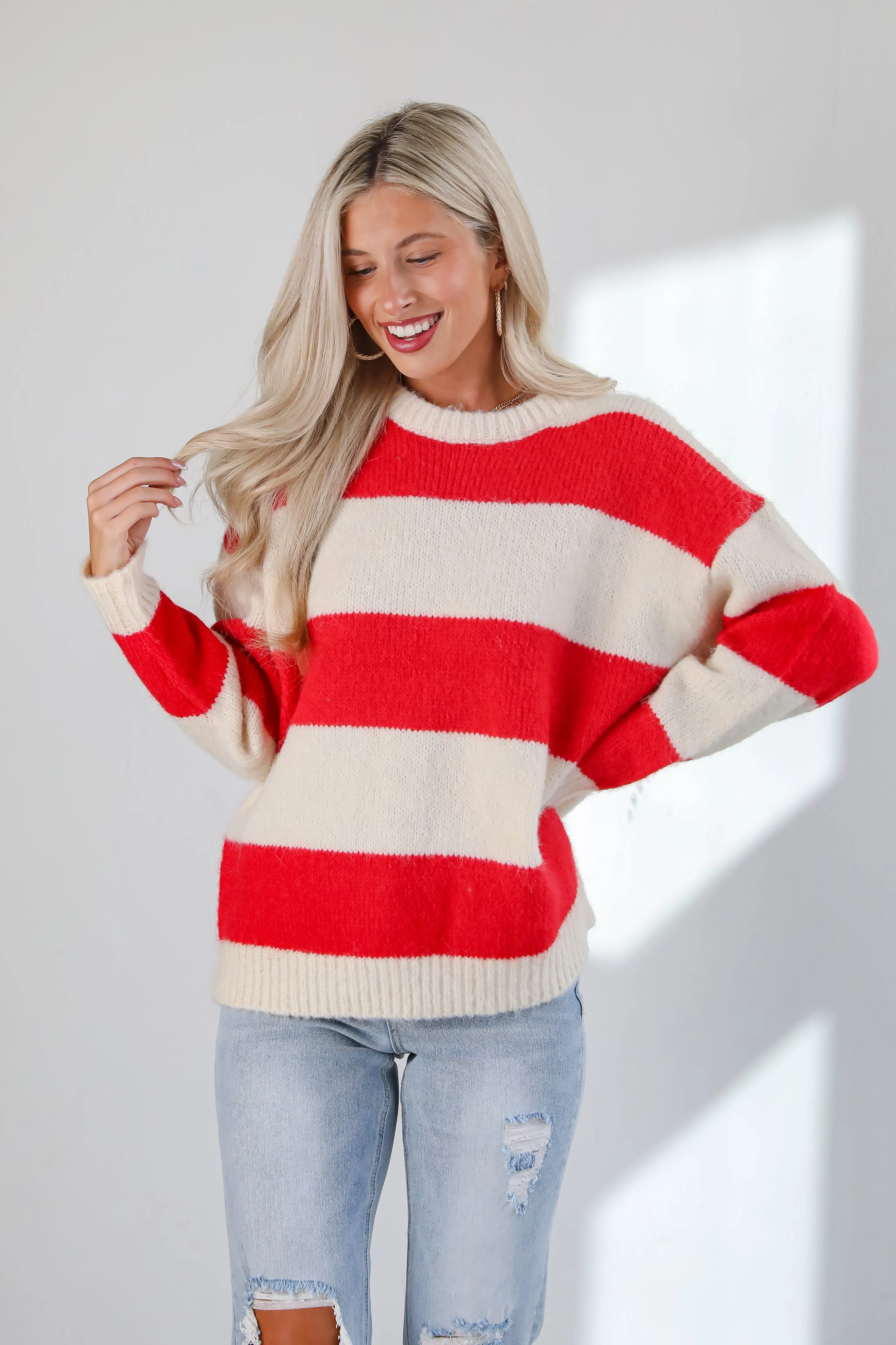 FINAL SALE - Modern Detail Red Striped Sweater