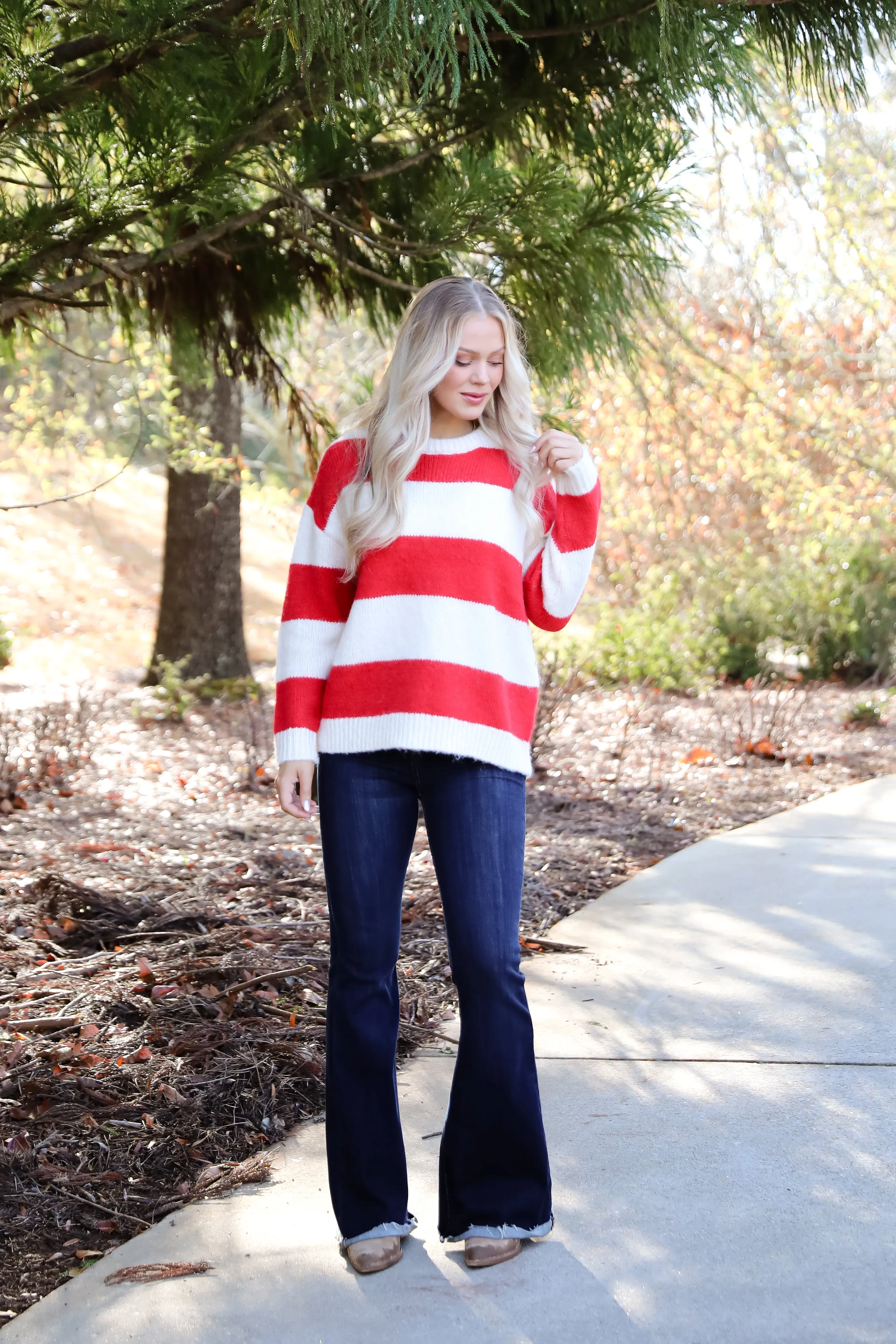 FINAL SALE - Modern Detail Red Striped Sweater