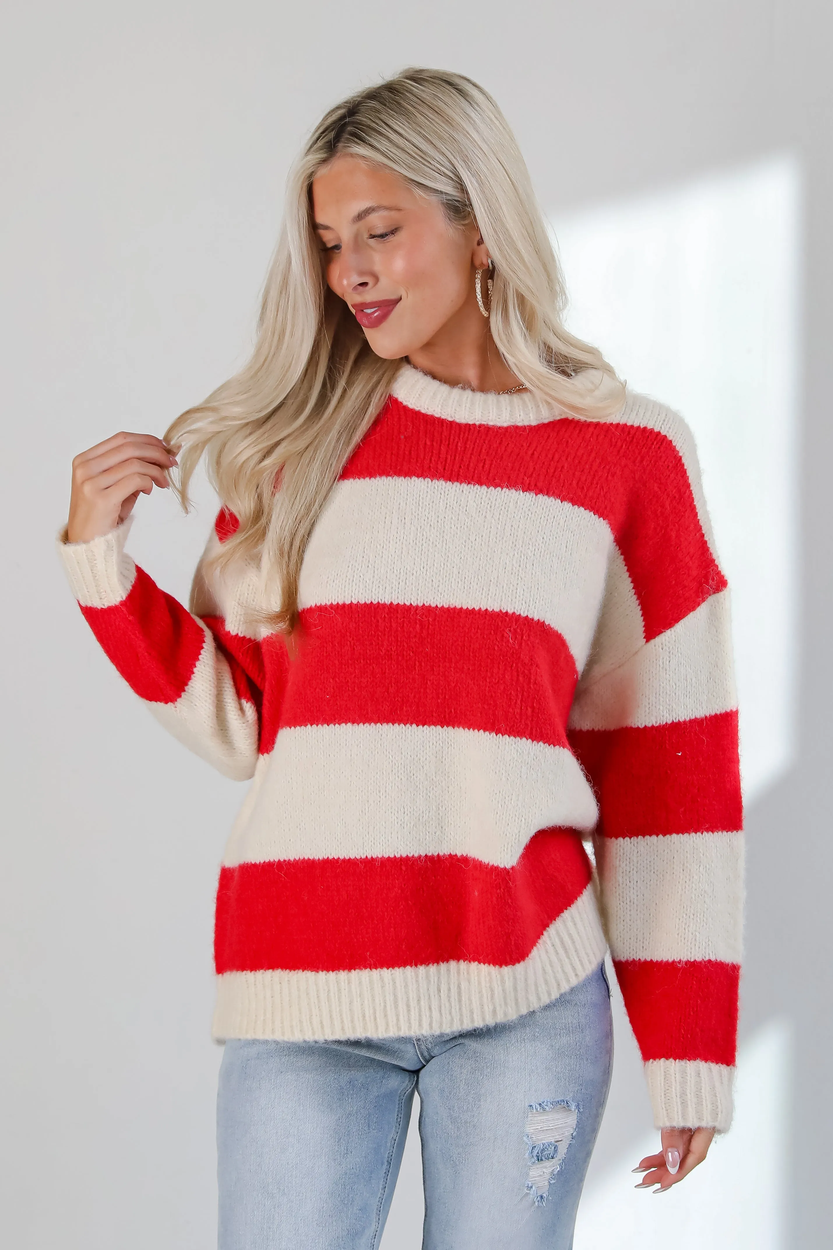 FINAL SALE - Modern Detail Red Striped Sweater