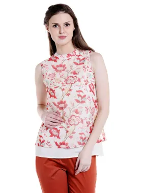 Flower Printed High Neck Top